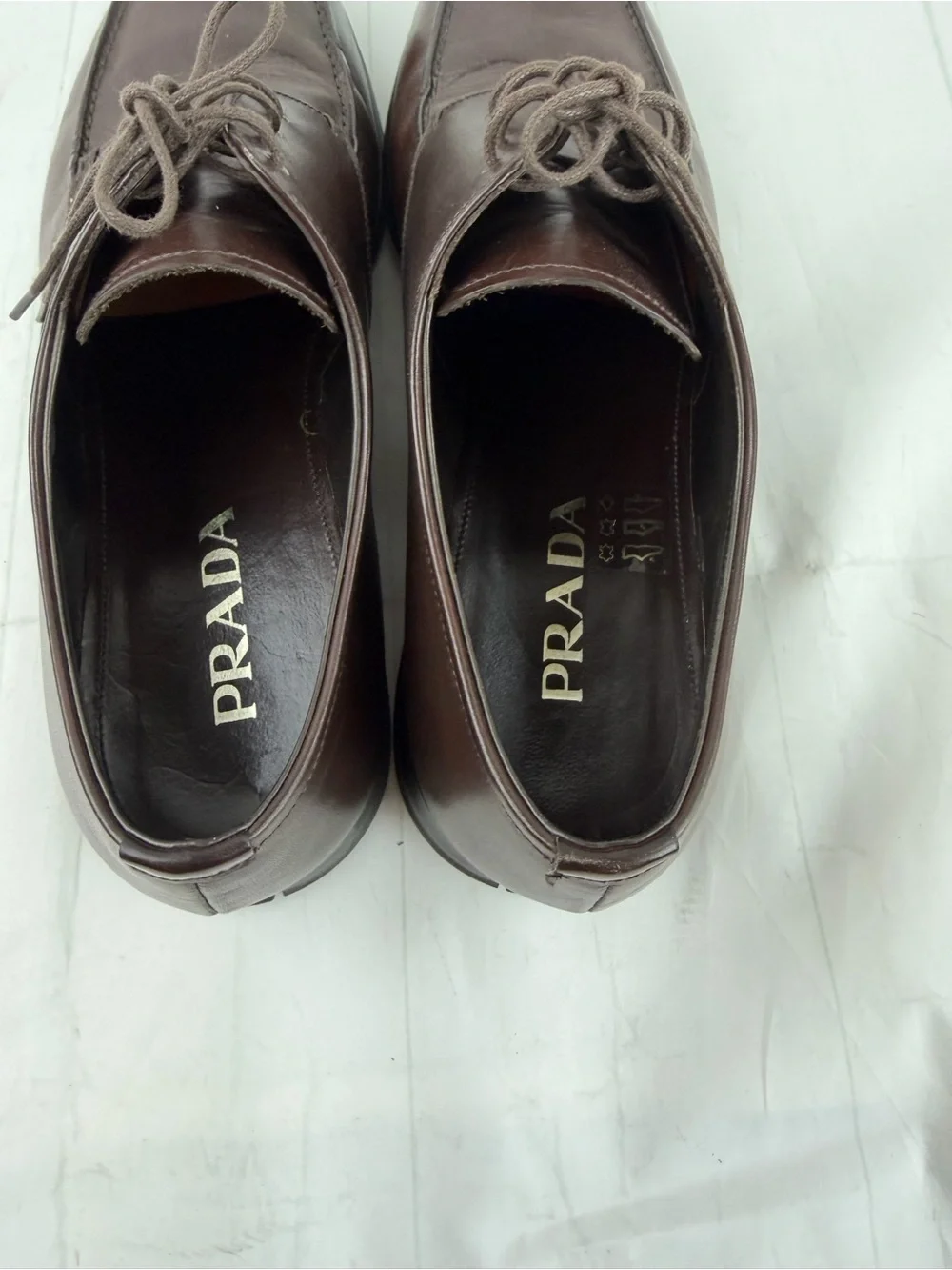 Prada Dark Brown Leather Lace-Up Men's Loafers Size 9